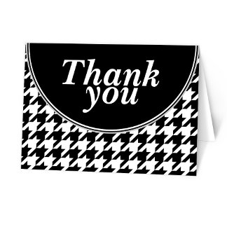 Black Personalised Houndstooth Thank You cards