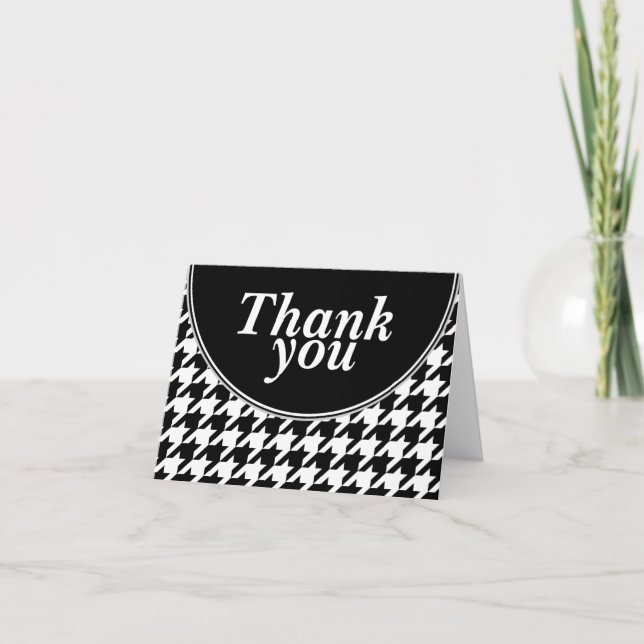 Black Personalised Houndstooth Thank You cards (Front)