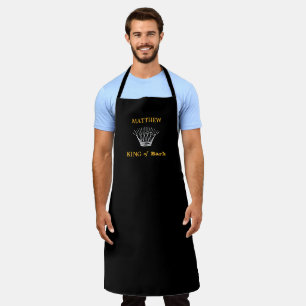 Black Personalised King of Bark Funny Apron