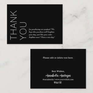 Black   Personalised Modern Minimalist Thank You Card