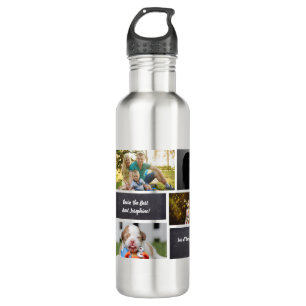 Black Personalised Modern Photo Collage auntie 710 Ml Water Bottle