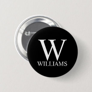 Black Personalised Monogram and Name 6 Cm Round Badge