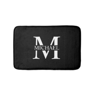 Black Personalised Monogram and Name Bath Mat