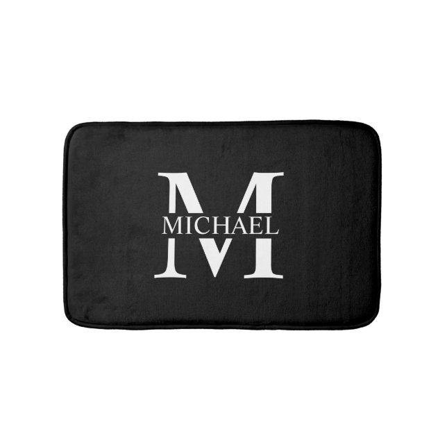Black Personalised Monogram and Name Bath Mat (Front)