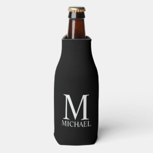 Black Personalised Monogram and Name Bottle Cooler