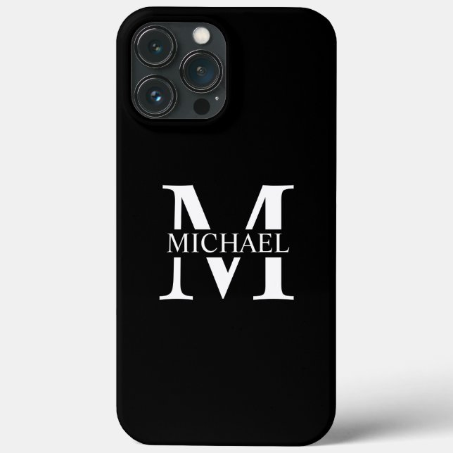 Black Personalised Monogram and Name Case-Mate iPhone Case (Back)