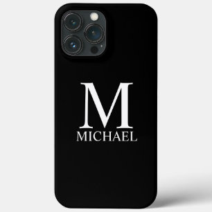 Black Personalised Monogram and Name iPhone 13 Pro Max Case