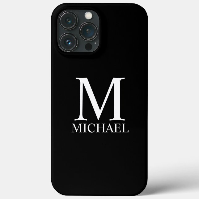 Black Personalised Monogram and Name Case-Mate iPhone Case (Back)