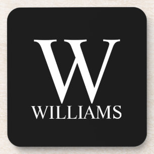 Black Personalised Monogram and Name Coaster
