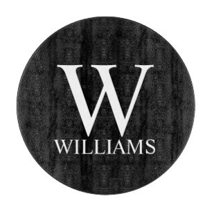 Black Personalised Monogram and Name Cutting Board
