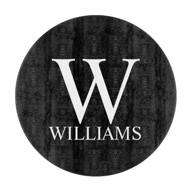 Black Personalised Monogram and Name Cutting Board (Front)