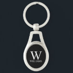 Black Personalised Monogram and Name Key Ring<br><div class="desc">Personalised Monogram and Name Gift
features personalised monogram and name in white classic serif font style on black background.

Perfect for holiday,  family reunion and for any special occasions.</div>