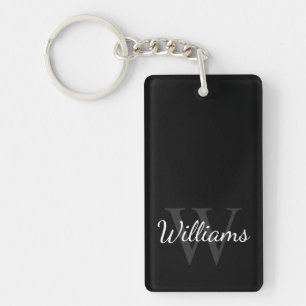Black Personalised Monogram and Name Key Ring