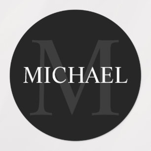 Black Personalised Monogram and Name  Labels