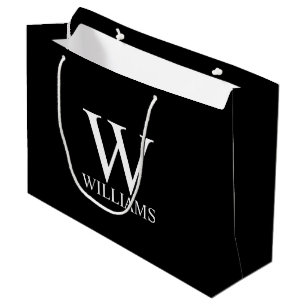 Black Personalised Monogram and Name Large Gift Bag