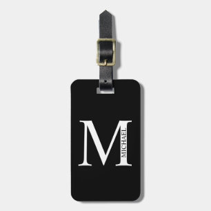 Black Personalised Monogram and Name Luggage Tag