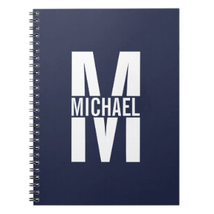 Black Personalised Monogram and Name Notebook