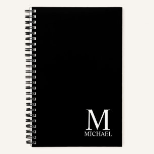 Black Personalised Monogram and Name Notebook