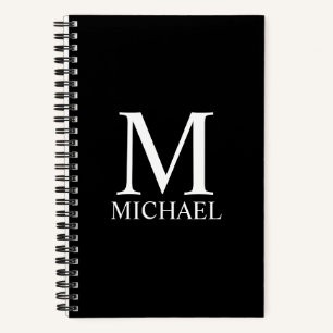 Black Personalised Monogram and Name Notebook