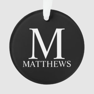 Black Personalised Monogram and Name Ornament