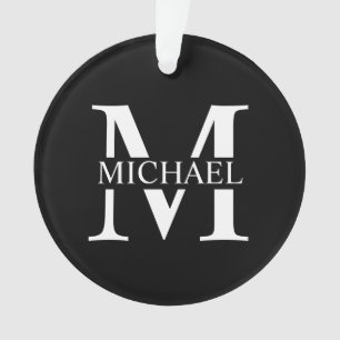 Black Personalised Monogram and Name Ornament