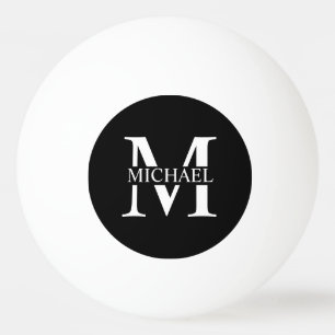 Black Personalised Monogram and Name Ping Pong Ball