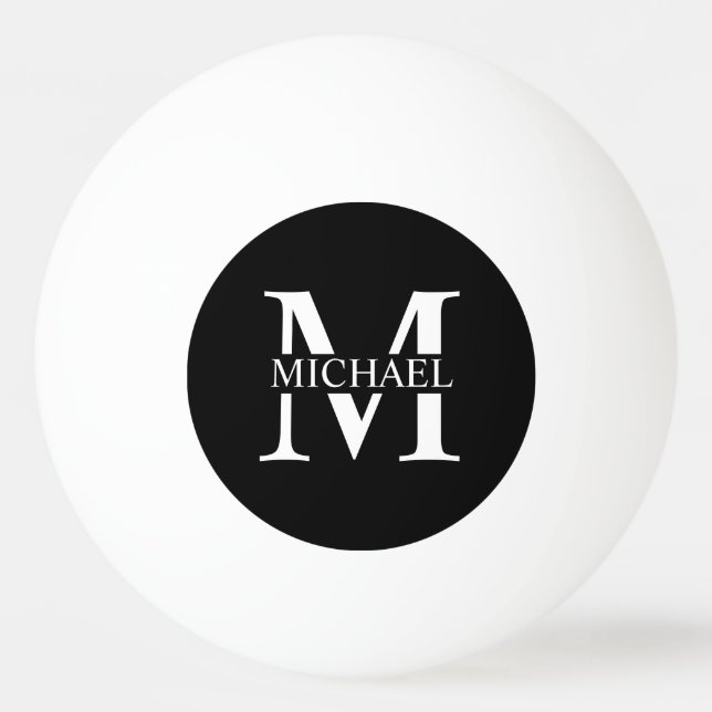 Black Personalised Monogram and Name   Ping Pong Ball (Front)