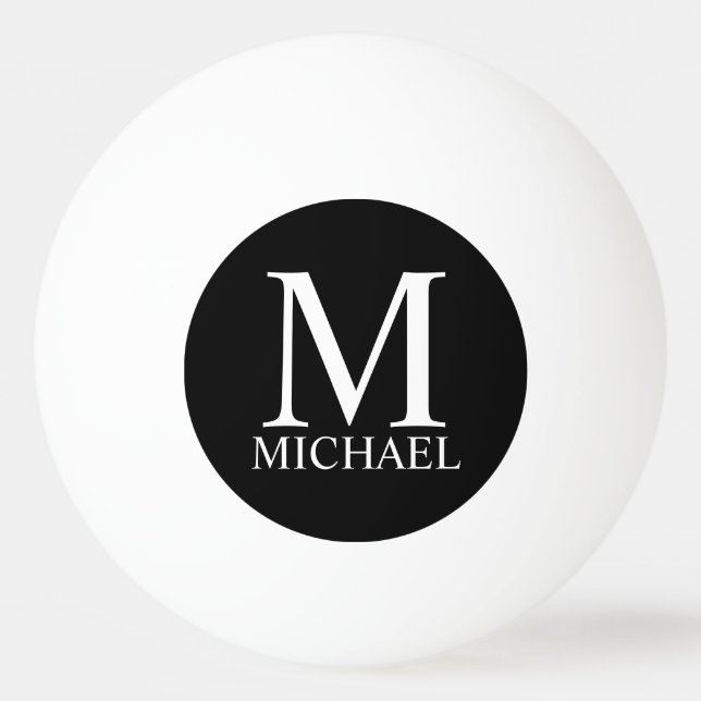 Black Personalised Monogram and Name Ping Pong Ball (Front)