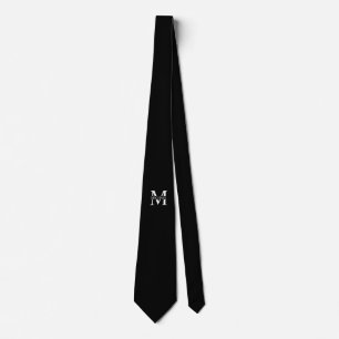 Black Personalised Monogram and Name Tie