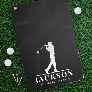 Black Personalised Monogram Golfer Golf Towel