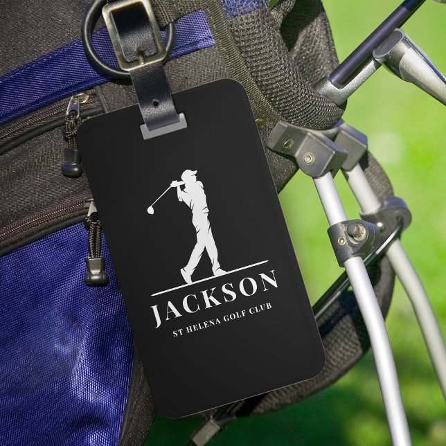 Black Personalised Monogram Golfer Luggage Tag (Creator Uploaded)