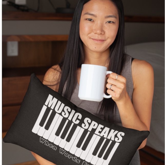 Black Personalised Music Speaks Quote   Lumbar Cushion (Creator Uploaded)