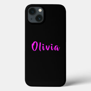 Black Personalised Name Neon Hot Pink Typography iPhone 13 Case