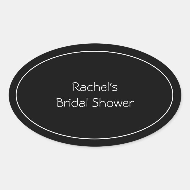 Black Personalised Oval Sticker (Front)