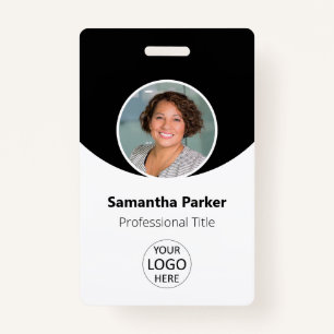 Black Personalised Photo, Logo, Barcode Employee ID Badge
