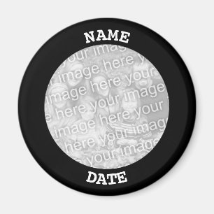 Black Personalised Round Photo Border Magnet