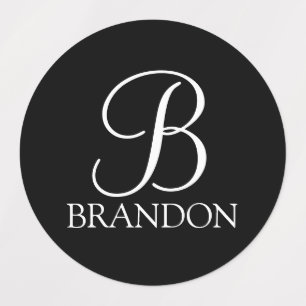 Black Personalised Script Monogram and Name