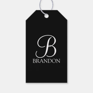 Black Personalised Script Monogram and Name Gift Tags