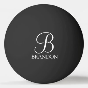 Black Personalised Script Monogram and Name Ping Pong Ball