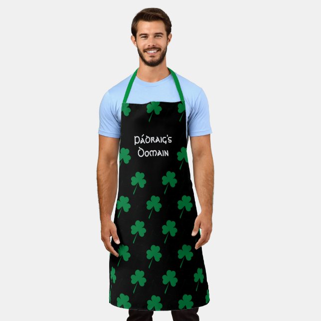 Black Personalised  | SHAMROCK Apron (Worn)