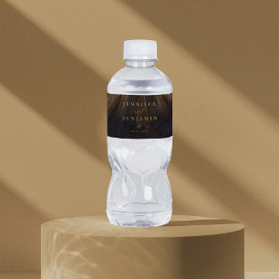 Black Personalised Water Bottle Labels Waterproof