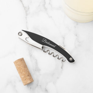 Black Personalised Wedding Bridesmaid Corkscrew