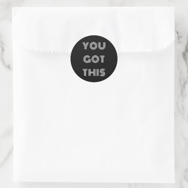 Black Personalised YOU GOT THIS Motivational   Classic Round Sticker (Bag)