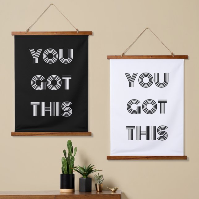 Black Personalised YOU GOT THIS Motivational  Post Hanging Tapestry (Asymmetrical)
