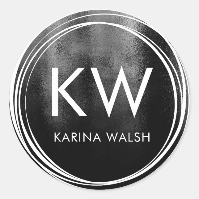 Black personalized initial monogram stickers (Front)