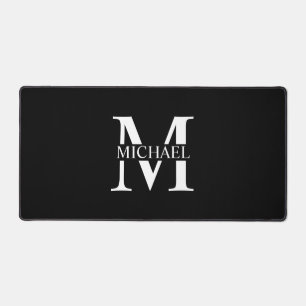 Black Personalized Monogram and Name Desk Mat