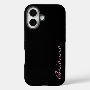 Black Personalized Name Pink Text  iPhone 16 Case