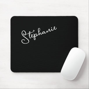 Black Personalized Script Name Chic Minimalist  Mouse Mat