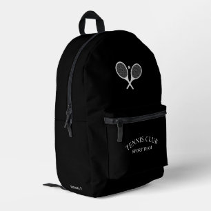 Black Personalized Tennis Club  Printed Backpack