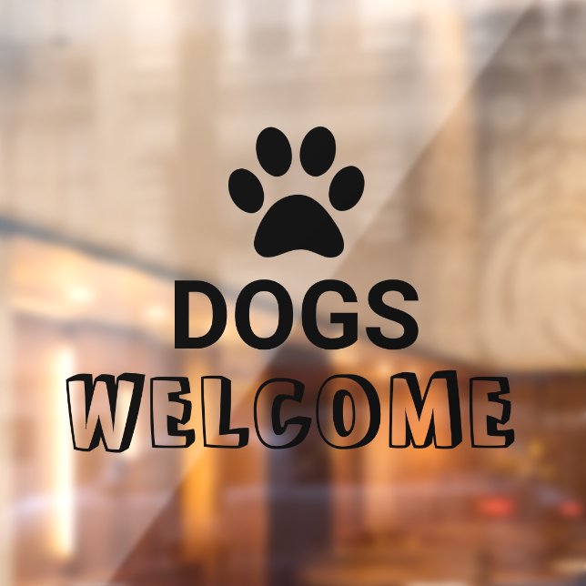 Black Pet Paw Dogs Welcome Window Cling (Sheet 2)